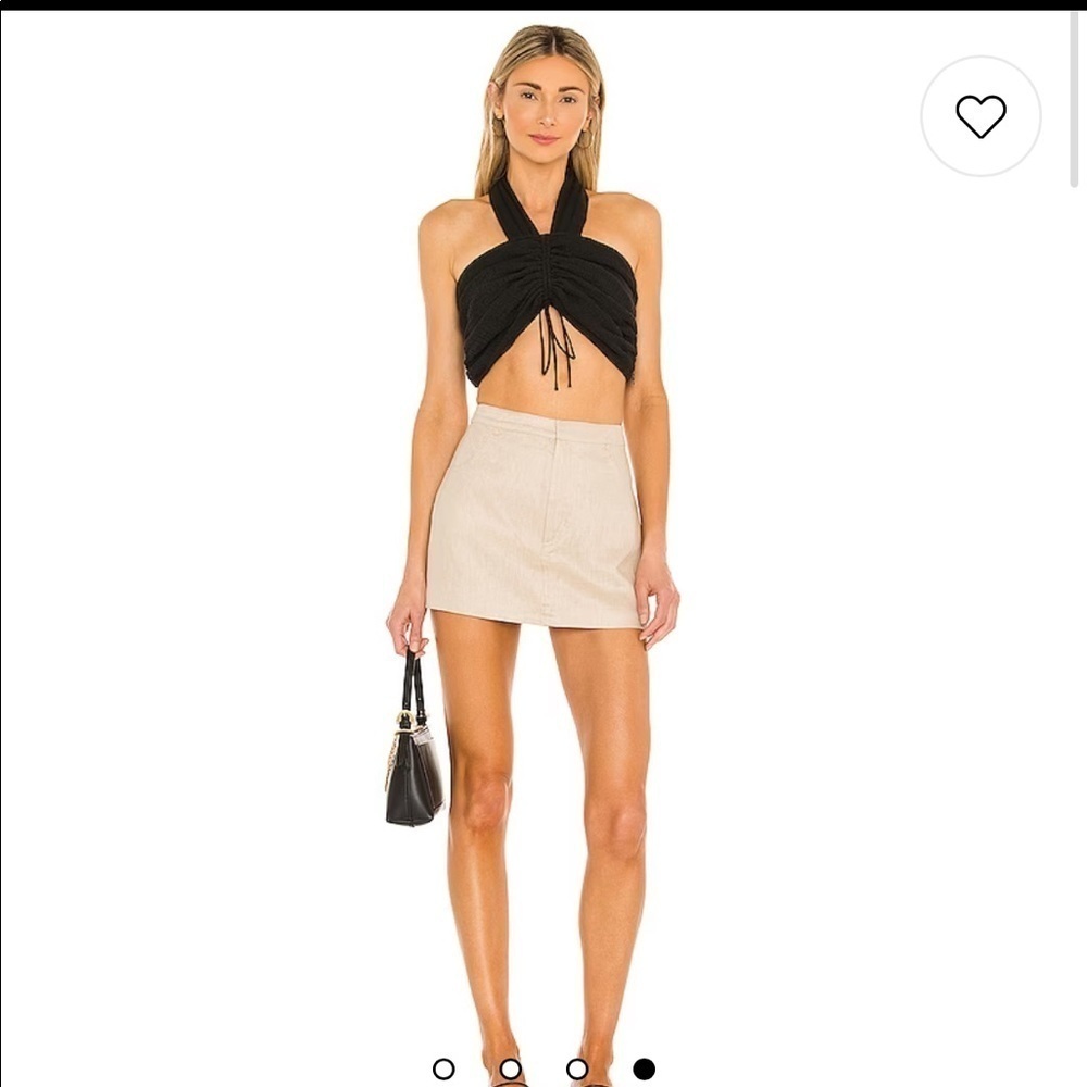 L’Academie Revolve Aliz Halter Ruched Crop Top Black XS.